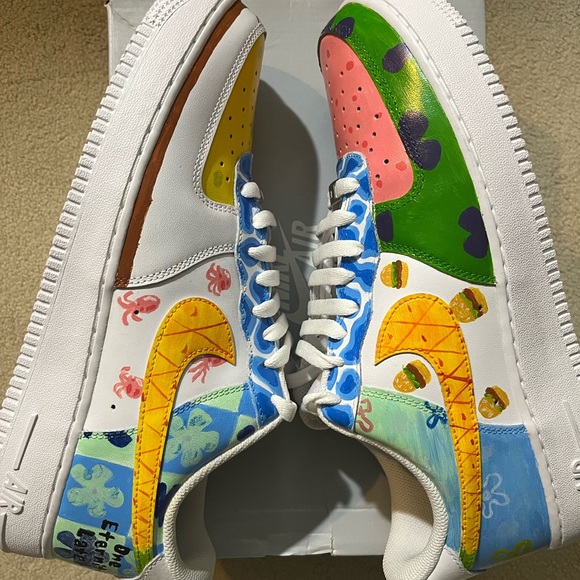 Nike air force 1 x spongebob custom krabby patty krusty krab sz 11.5 - Picture 6 of 7